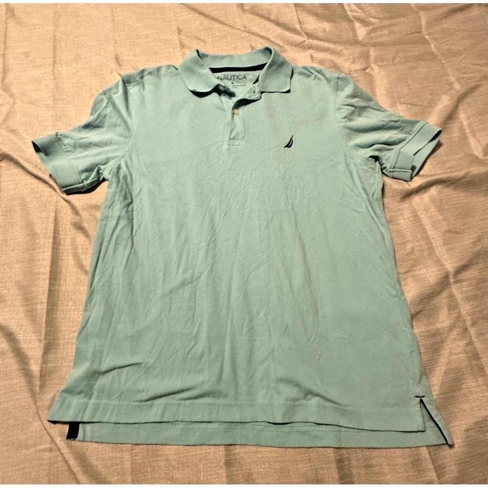 Nautica Mens Classic Fit Polo  Blue Size Medium 100% Cotton
